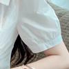 Summer Women's Bubble Sleeve Zip Cardigan Shirt Short Fashion Drawstring Waist Chic Niche Tops with Design