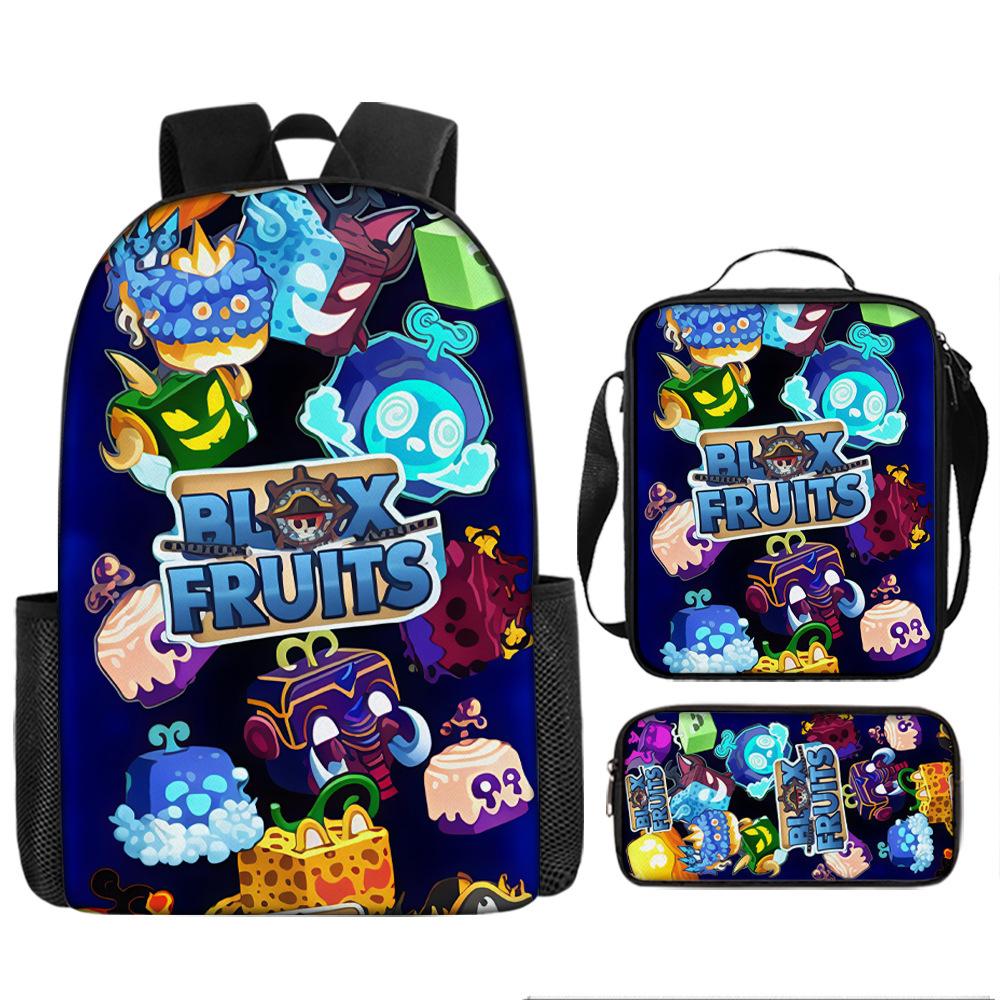 Blox Fruits Sac à dos pour école primaire et secondaire Sac à dos pour enfants Sac à dos grande capacité Sacoche Trousse pencil case