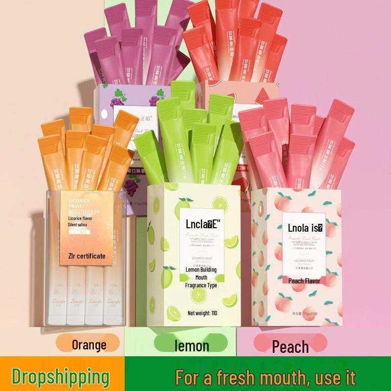 Fruit-Flavored Portable Mouthwash: Freshens Breath, Reduces Tartar, Quick Rinse, Long-Lasting Fragrance