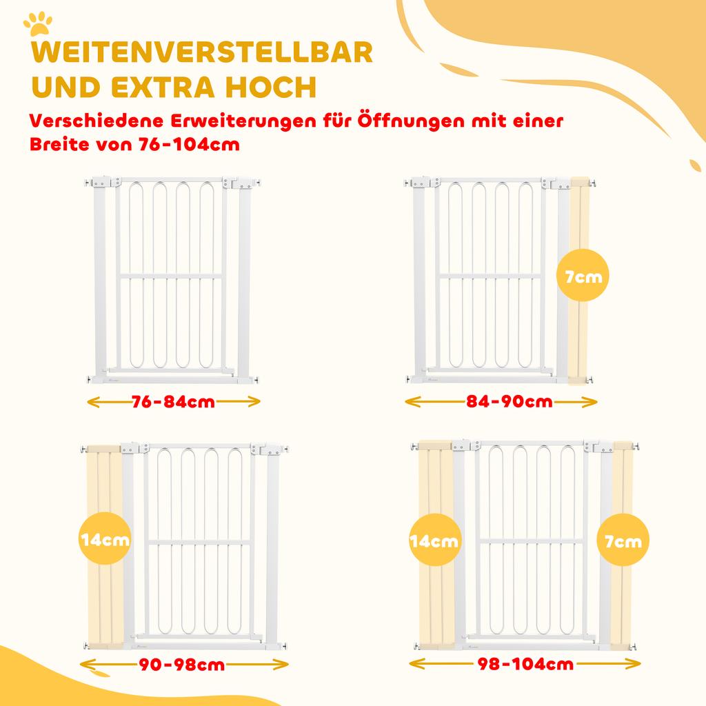 Dog Safety Gate, 76-104 Cm Barrier Gate Without Drilling, Stair Gate