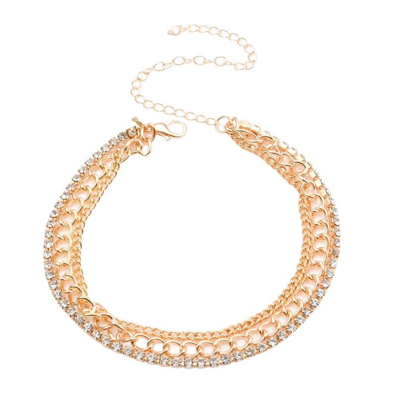 Fashion Summer Popular Combination Suit Foot Accessories Women, Multi-layer Personalized Simple with Diamond Anklet