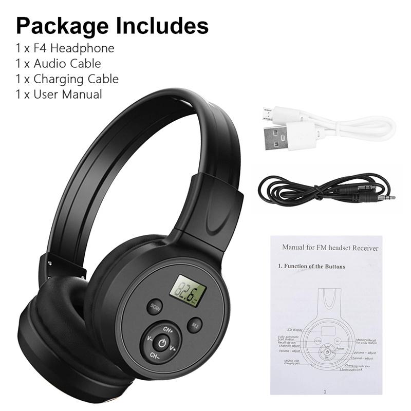 Portable Personal Fm Radio Headphones With Good Reception, Led Display, Soft Ear Muffs, For Walking, Jogging, Meeting Receiver