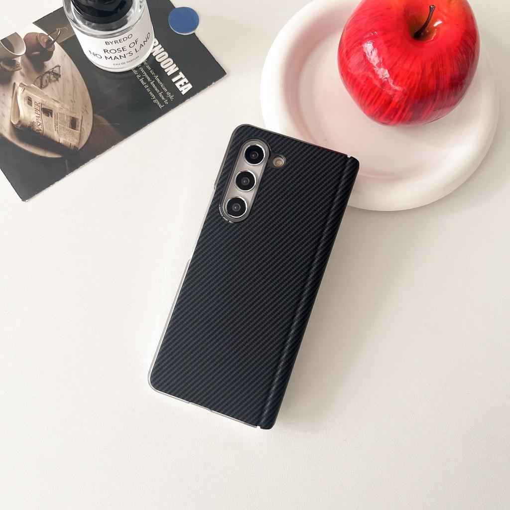 For Samsung Galaxy Z Fold 6 Case Protective Shell Back Cover Fashion Leather Skin Middle Protector Carbon Mobile Phone Cases