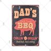 Dad's BBQ Party Metal Tin Plaque Retro Tin Signs Barbecue Rules Slogan Plate Vintage Grill Poster Yard Garden Kitchen Wall Decor