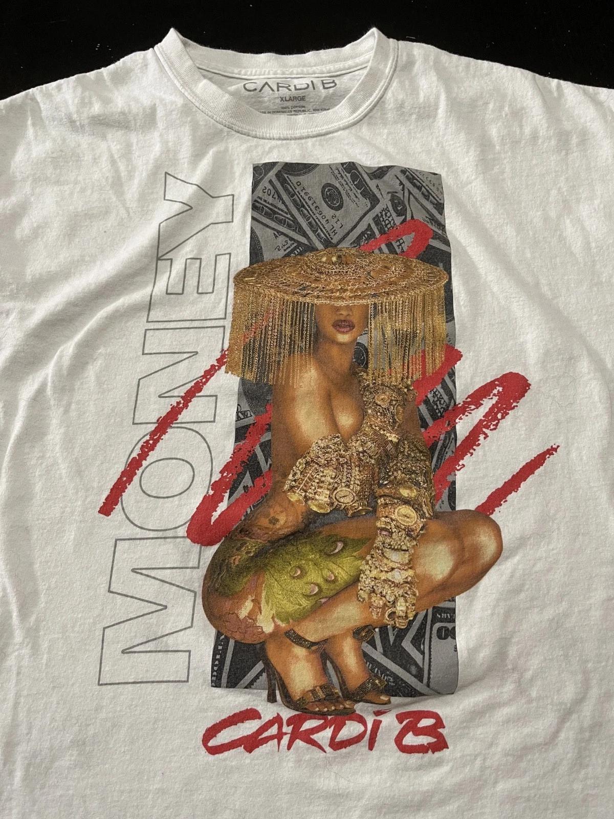 

Cardi B Money 100% Cotton T-shirt Mens Tees Top, White, Size: XL 4XL