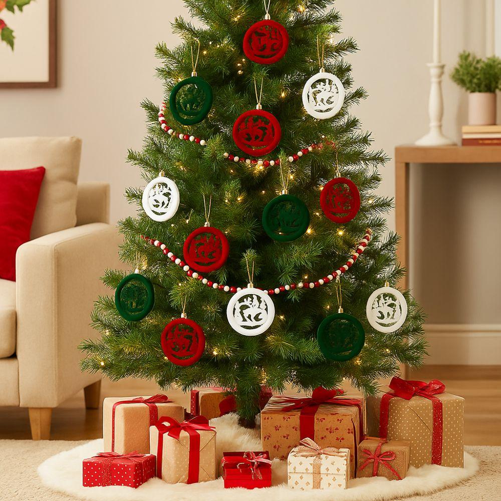 3pcs Cute Christmas Tree Hanging Deer 10cm Xmas Gift Ornaments  Home New Year Decor