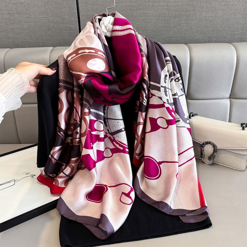 Smooth Design Satin Silk Scarf Spring Shawl Women Fashion Summer Sunscreen Beach Stole Wraps Bufanda Female Headkerchief Echarpe