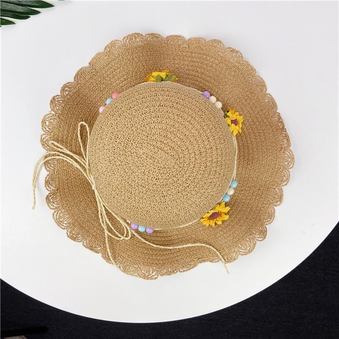 Girls Hat Spring and Autumn Sun Hat Baby Cute Pot Hat Children's Summer Sun Protection Straw Hat Sun Flower Sun Hat
