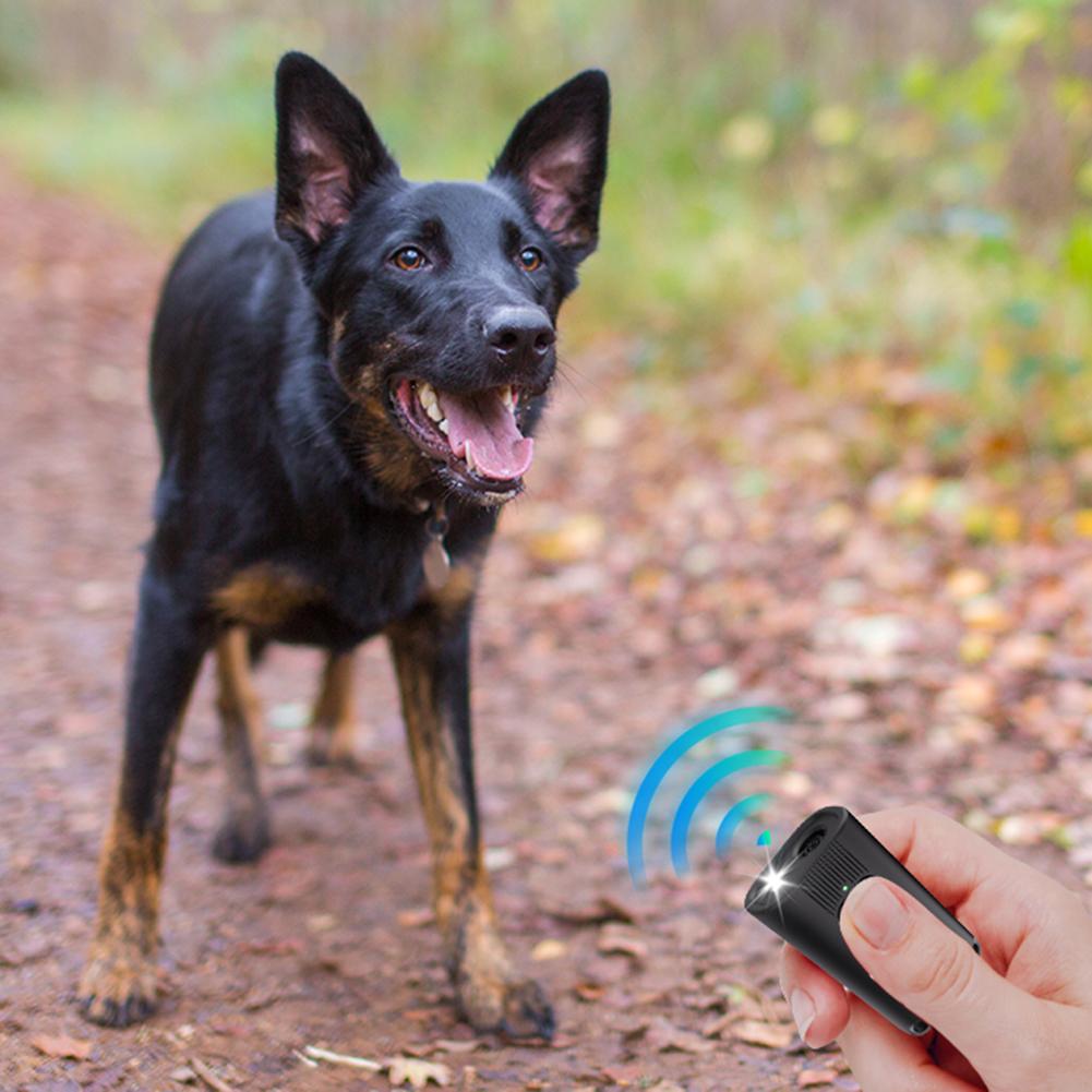 Ultrasonic Dog Bark Deterrent Device with LED Flashlight Rechargeable Pet Dog Repeller Dog Chaser for Small/Medium/Large Dogs