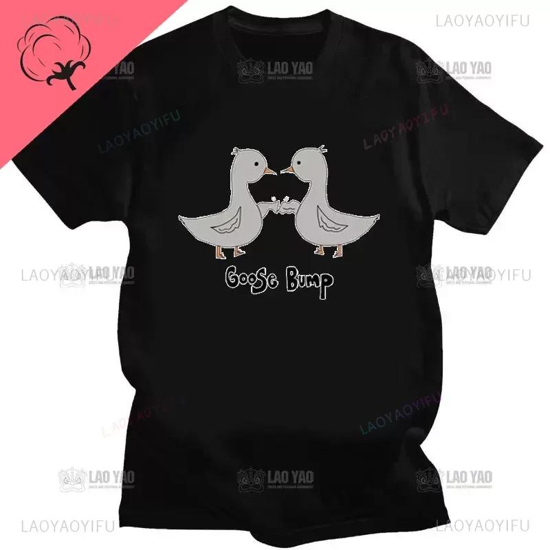 Kawaii Koszulka z Gęsią Zabawna Koszulka Gęsia Skórka Głupia Gęś Kobiety Mężczyźni Casualowe Topy do Dojazdów Oversizowa Koszulka Camisetas Koszulki na Zamówienie