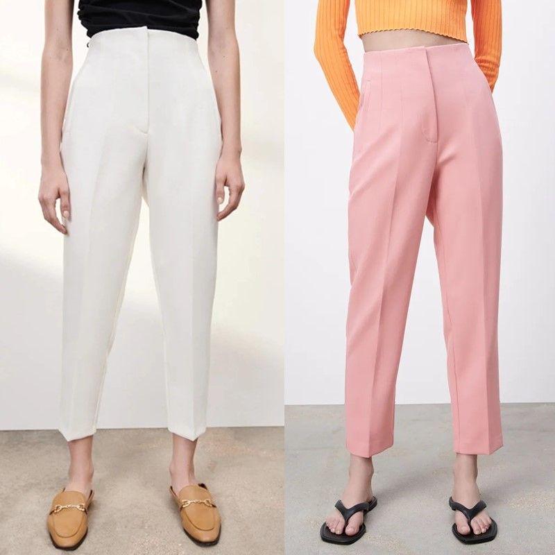 Cigarette Pipe Commute Leisure Candy Color Slim Looking Ankle-Length Pants