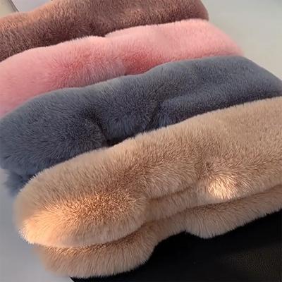 1PC mode fausse fourrure de lapin femme écharpe col écharpe croix couleur unie chaud épaississement coeur de pêche
