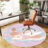 1pc Angel Bunny Round Chair Mat Area Rug - Non-Slip, Floor Mat for Office, Bedroom, and Indoor Decor C1125058