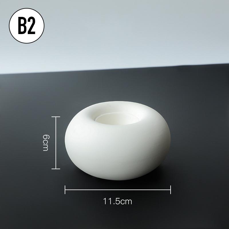 Luxury Electroplating Silver Candlestick Holder Modern Living Room Office Art Decoration Creative Ceramic Cylinder Candle Holder