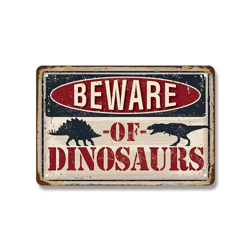 Vintage Warning Dog Metal Tin Sign for American Creative Sheet Painting Animal Wall Decoration Made of Old Iron Signs 8x12 inch