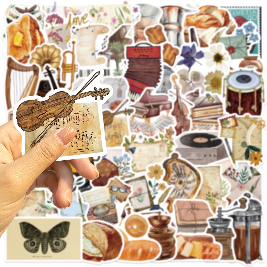 50pcs Vintage Cartoon Things Stickers Aesthetic Decals for DIY Skateboard Scrapbook Laptop Suitcase Guitar - Toy Decoration