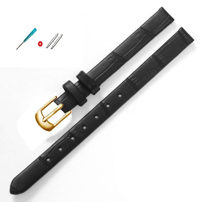 8mm 10mm kobiety dziewczęta szczupły skórzany pasek wysokiej jakości akcesoria do zegarków pasek Slub Watchband różowe złoto ze sprzączką