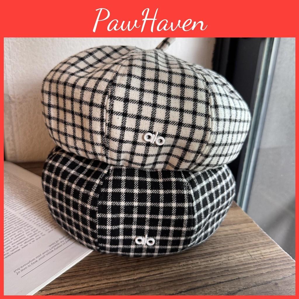 Clashing Color Grid Artistic Vintage Beret Hat Geometric Elements Spring Women