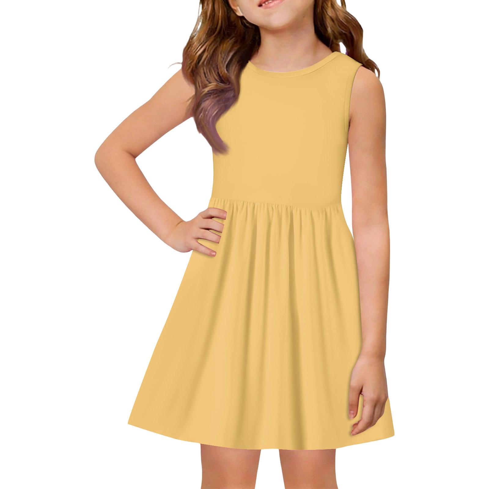 

Girls Summer Princess Dress - A-Line Vest Splice Dress 160 жовтий