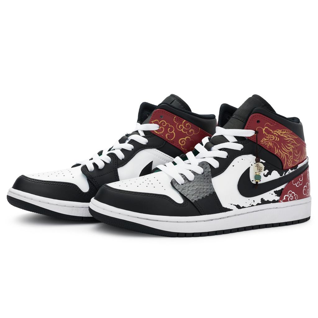 Jordan Air Jordan 1 Vintage Basketball Shoes Men's Mid top White/Black DQ8426-301(Team80-S-BOX)