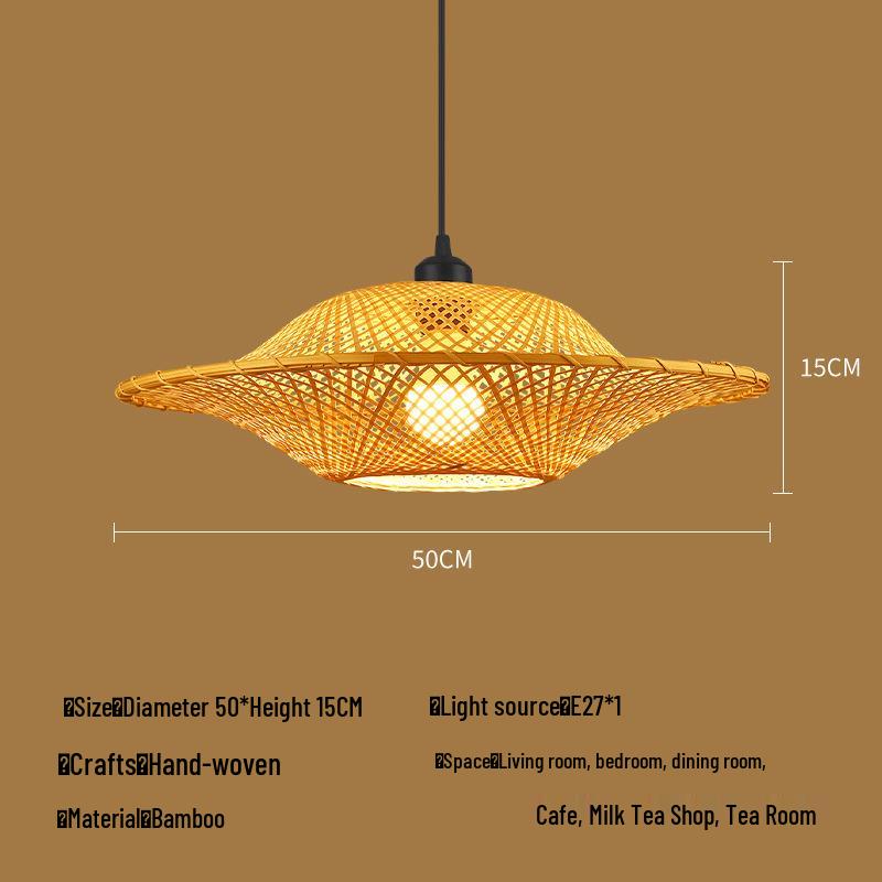 A8L Bamboo Pendant Lamp: New Chinese Zen Style, Rattan Woven Design, Ideal for Tea Rooms, Dining Areas & Teahouses with Japanese Antique Touch.