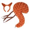 Squirrel Ear Headband with Tail Animal Squirrel Costume Squirrel Ears & Tail Kit for Halloween Party Fancy Dress Cosplay