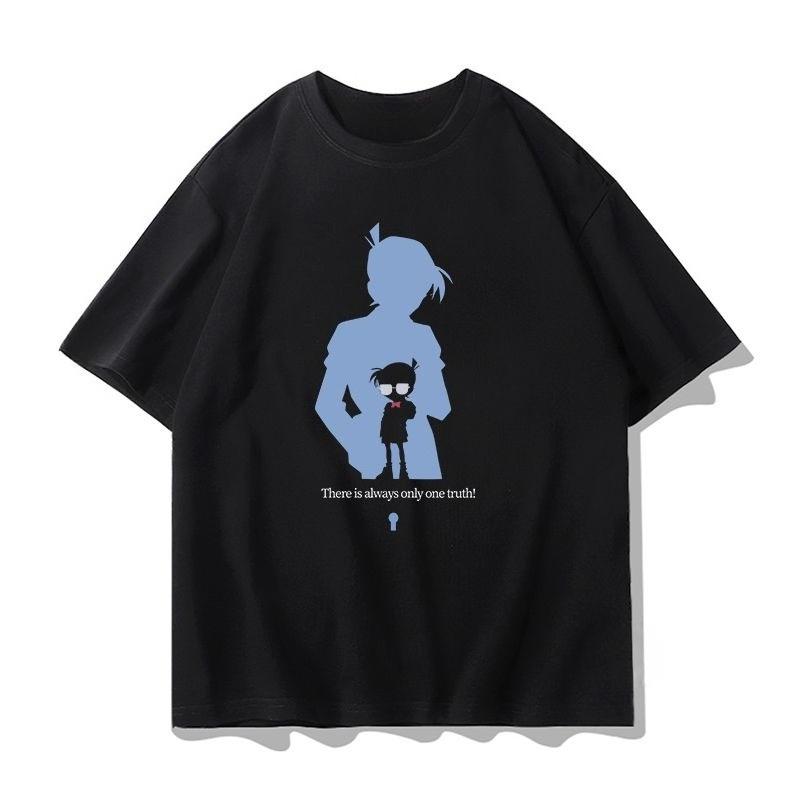 Trend Detective Conan Male Summer Monster Thief Kidd Kudo Shinichi Haihara Mourning Anime Peripheral Men's Cotton T-Shirt