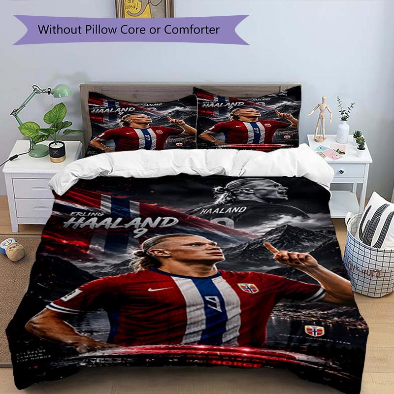 3pcs Haaland9 Design Cover Set - HD Printed Bedding with 1 Cover and 2 Pillowcases - Perfect for Home and Dorm Decor