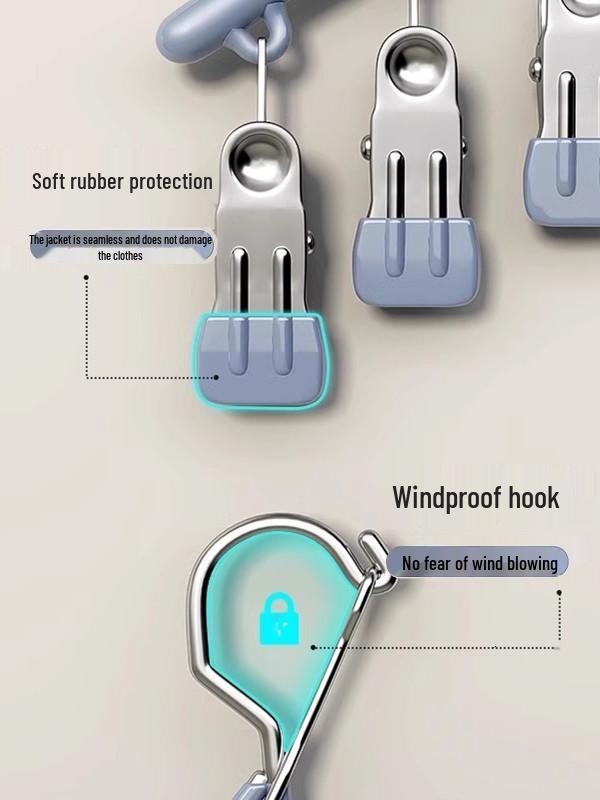 Stainless Steel Windproof Sock Clips: Multi-functional, Mark-Free Clothes and Underwear Dryer