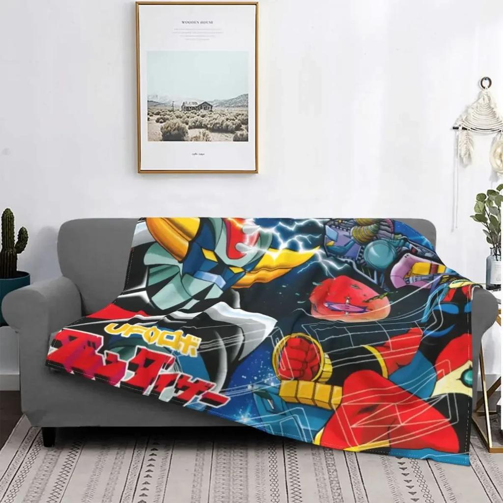 Goldrake UFO Robot Blanket Soft Flannel Fleece Warm Grendizer Mazinger Throw Blankets for Office Bedding Couch Bedspreads