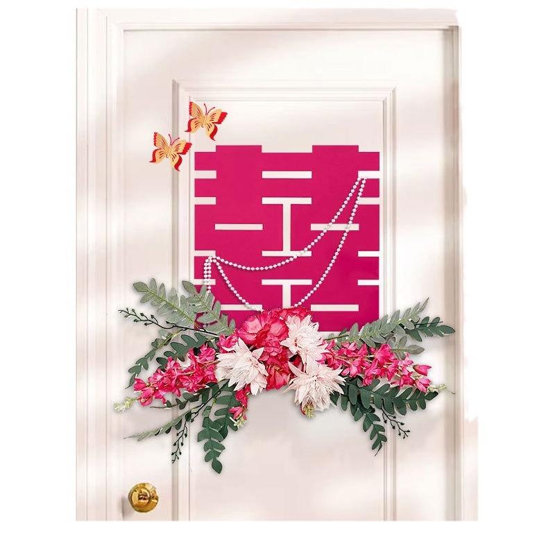 Wedding Couple Name Stickers Decorative Set for Groom And Bride New Home Door Decoration Festive Non-Woven Fabric Stickers