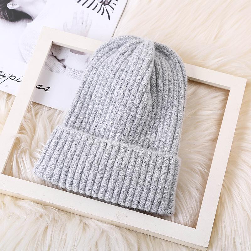 New Winter Mohair Pullover Hat Korean Style Curled Bell Shaped Knitted Hat for Women Candy Colored Warm Woolen Hat