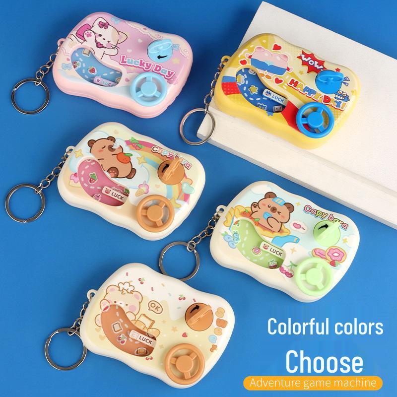 Mini Car Racing Game Keychain with Steering Wheel Pendant - Adventure Toy