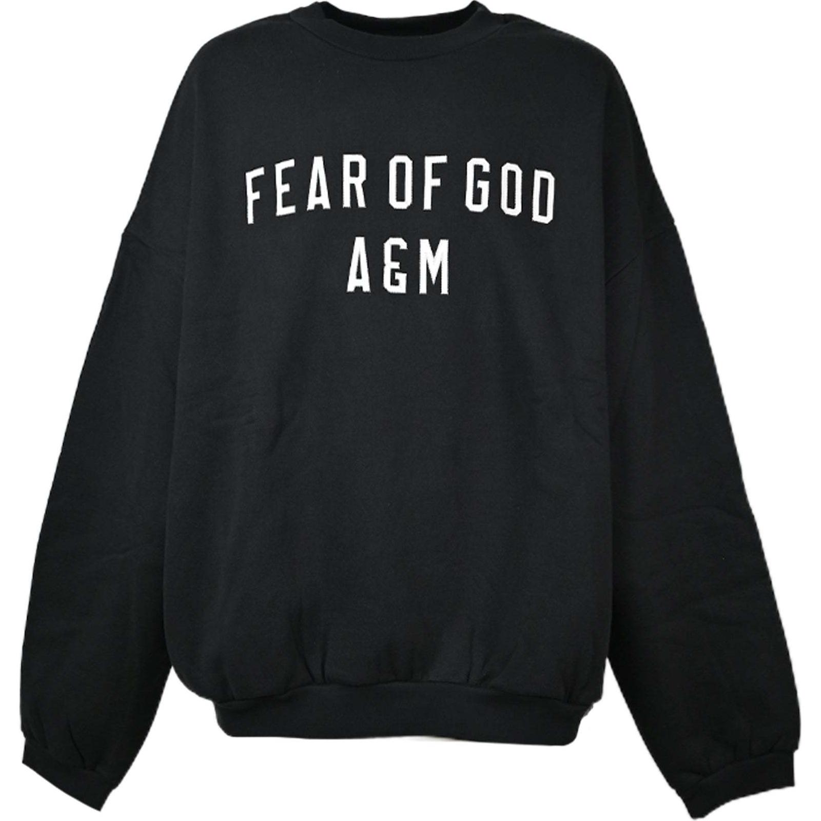 Fear of God Essentials Heavy Fleece Crewneck Black Men Tops 192HO246230F S