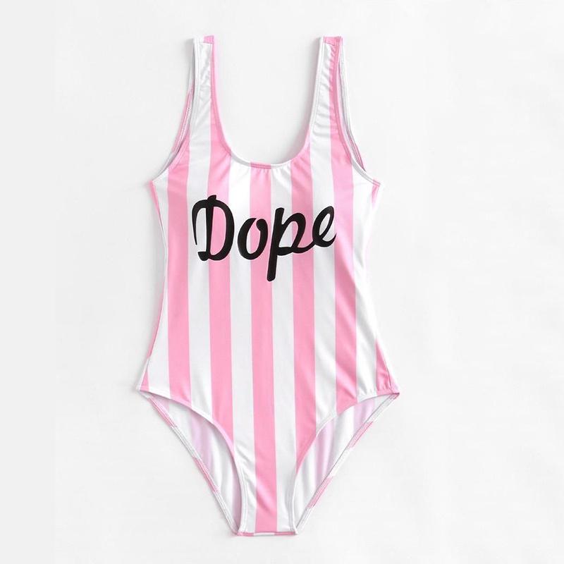 

Модный летний женский слитный купальник, тонкий комбинезон без спинки, полосатое бикини S