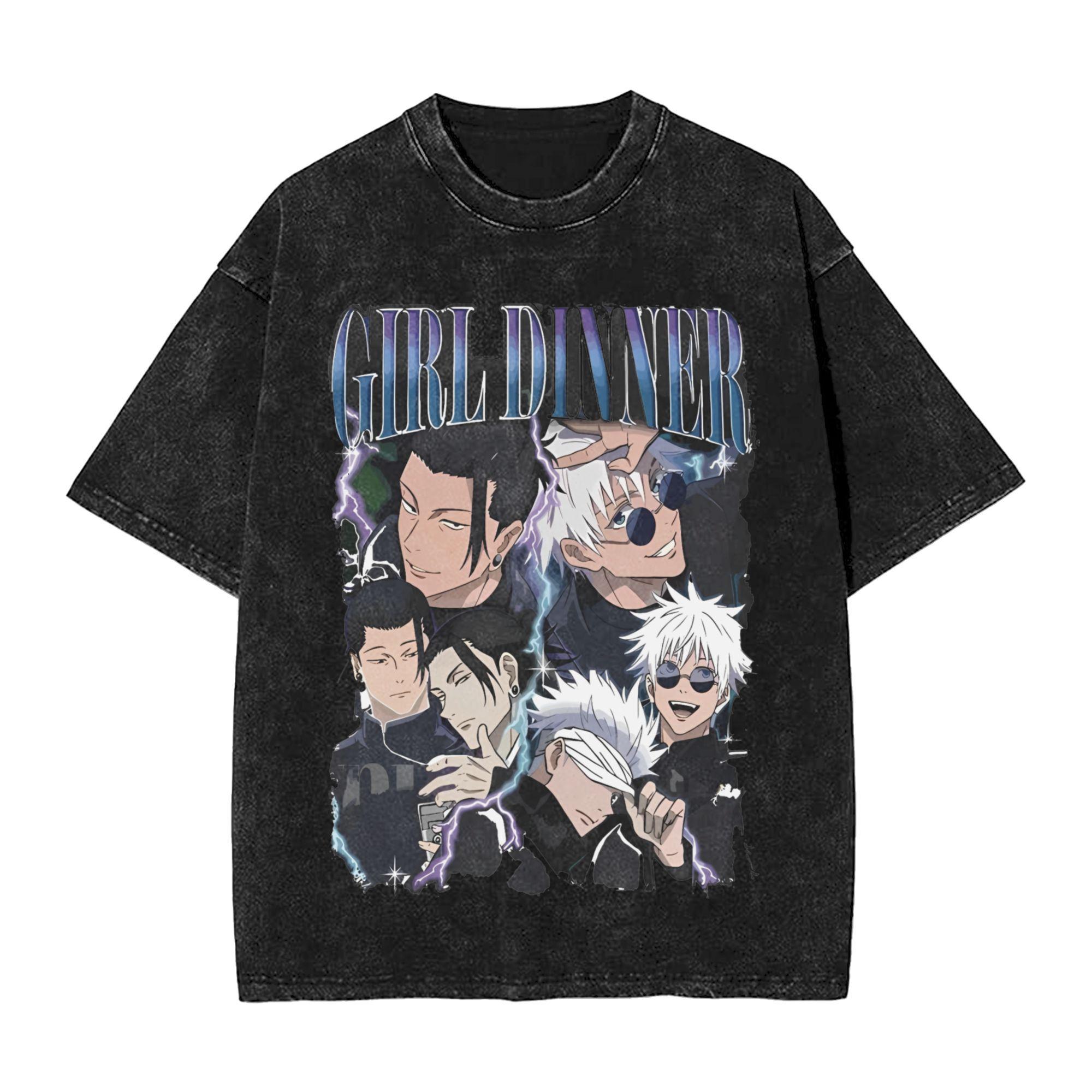 

Аниме Магическая битва Годжо Сатору Гето Сугуру Графическая футболка Мужская Манга Винтажные футболки Хлопковая выстиранная футболка Харадзюку Мужская футболка M чёрный