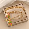 Colorful Dragonfly Pendant Necklace in 18K Gold-Plated Stainless Steel Clavicle Chain