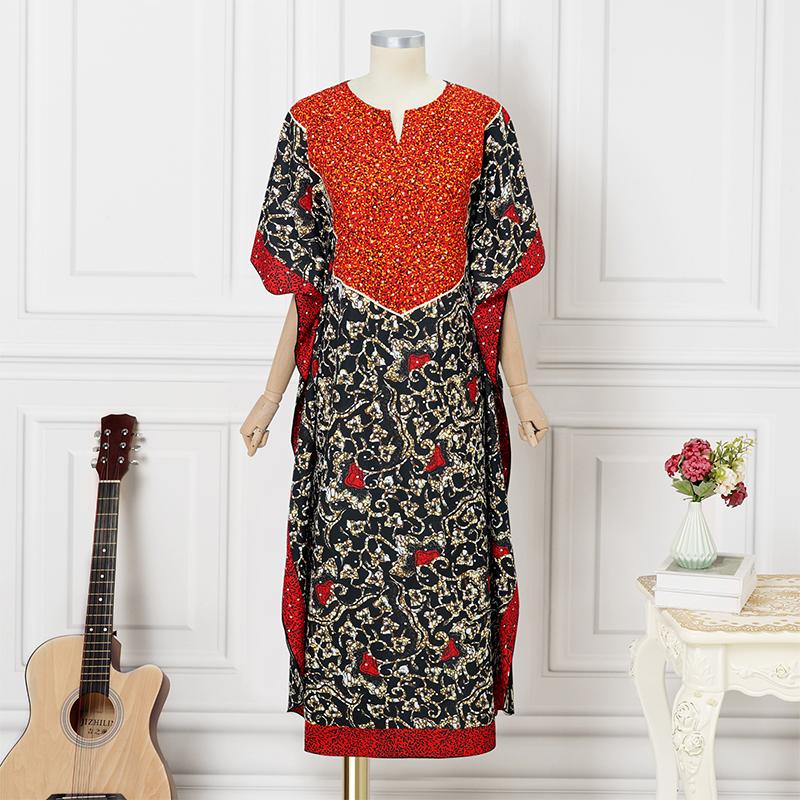 

Женское повседневное длинное платье оверсайз с круглым вырезом, рукавами «летучая мышь» и лоскутным принтом L