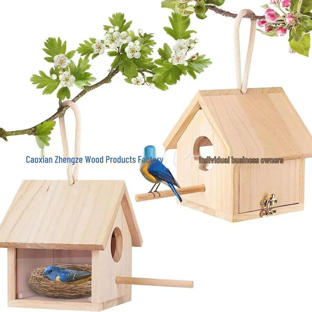 Outdoor Wooden Bird Breeding Box Nest - Real Wood Garden Shelter for Birds