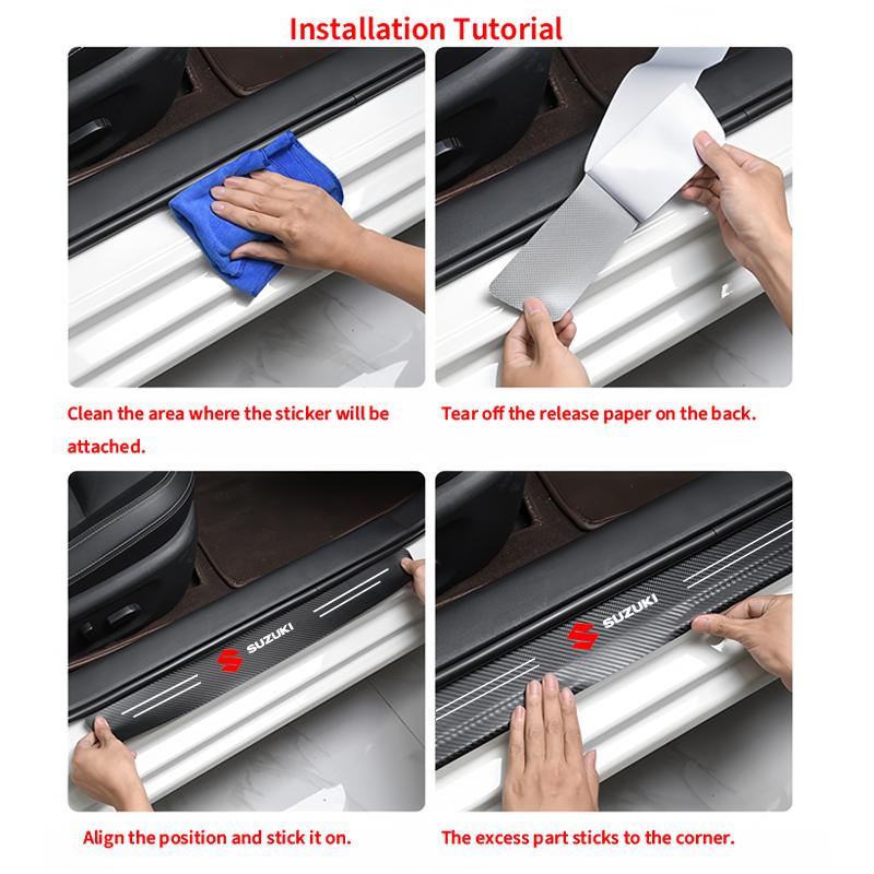 4pcs Carbon Fiber Car Sticker Auto Door Threshold Waterproof for Suzuki Swift Jimny Grand Vitara SX4 Samurai Spacia Liana Car