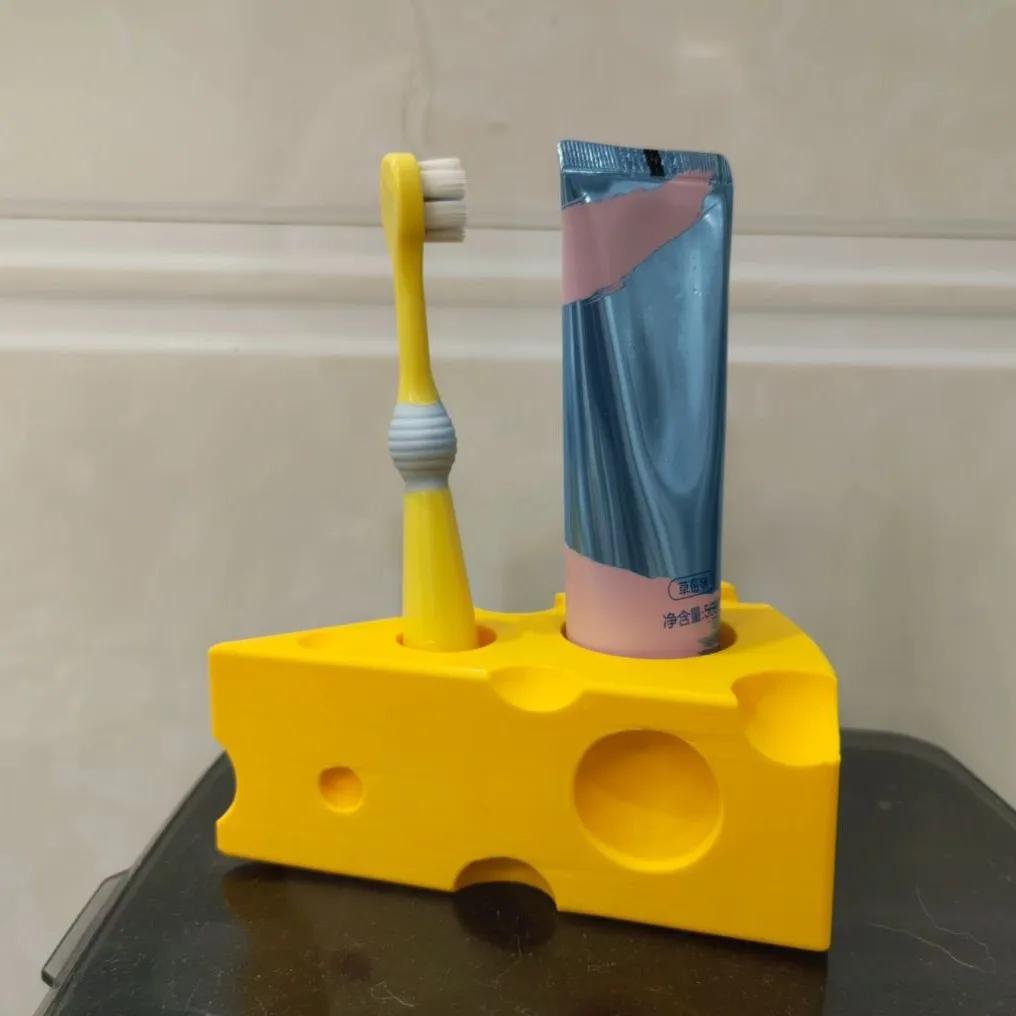 Creative Cute Funny Cheese Toothbrush Holder, Toothpaste Storage Rack,Suitable for Christmas, Halloween Gift Decoration
