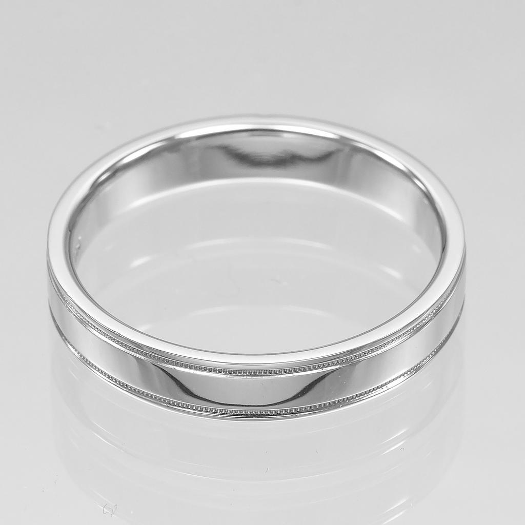 TIFFANY&Co. Milgrain To Gathered Ring 0.2" Band Pt950Platinum #9.9(US Size) 7.5g Mens Used