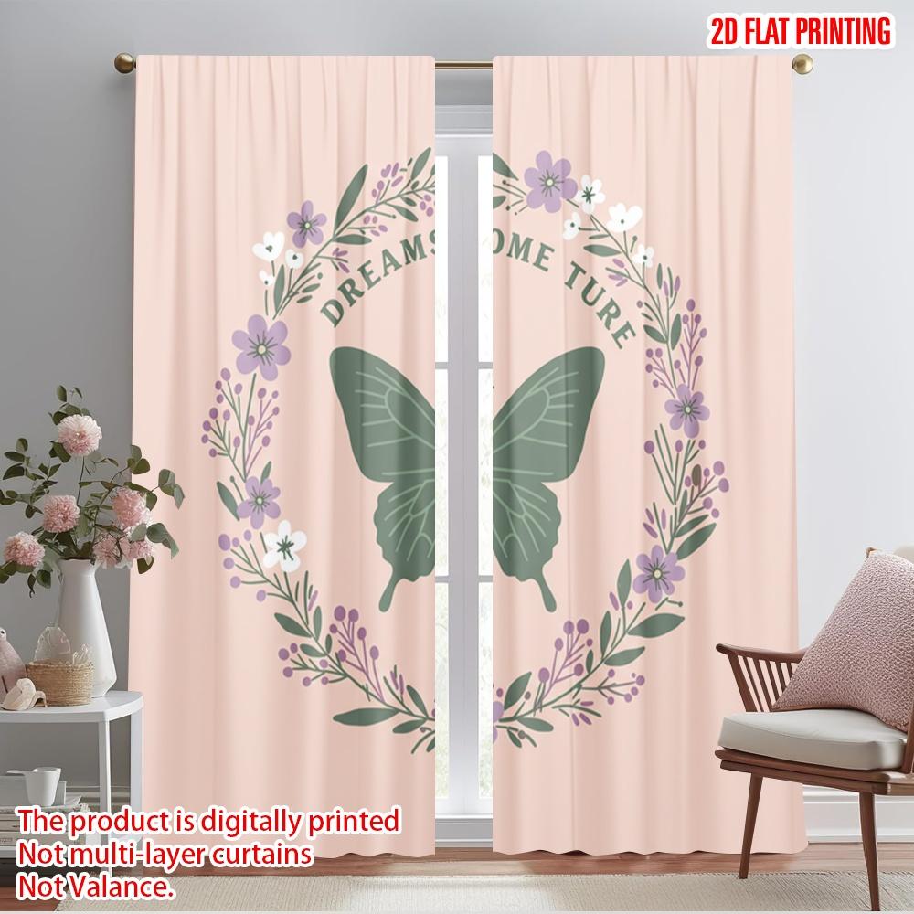 

2pcs 2D flat printing Scene Curtain Dreams Come True Butterfly Fabric Without Electricity Festive Wall Decor Perfect for Holiday 52.50×116.00 CM 2pcs