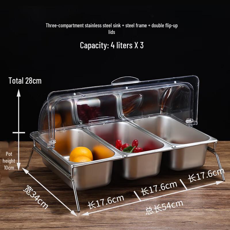 Yunrui Buffet Food Display Rack with 3 Pans and Double Lids