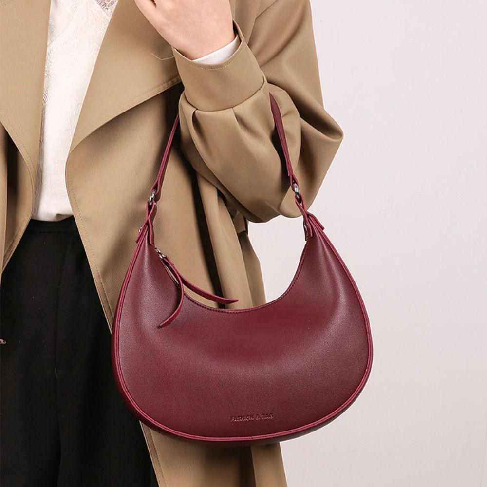 PU Leather Retro Underarm Bag Vintage Women's Armpit Bag Korean Half Moon Shoulder Bag  Party