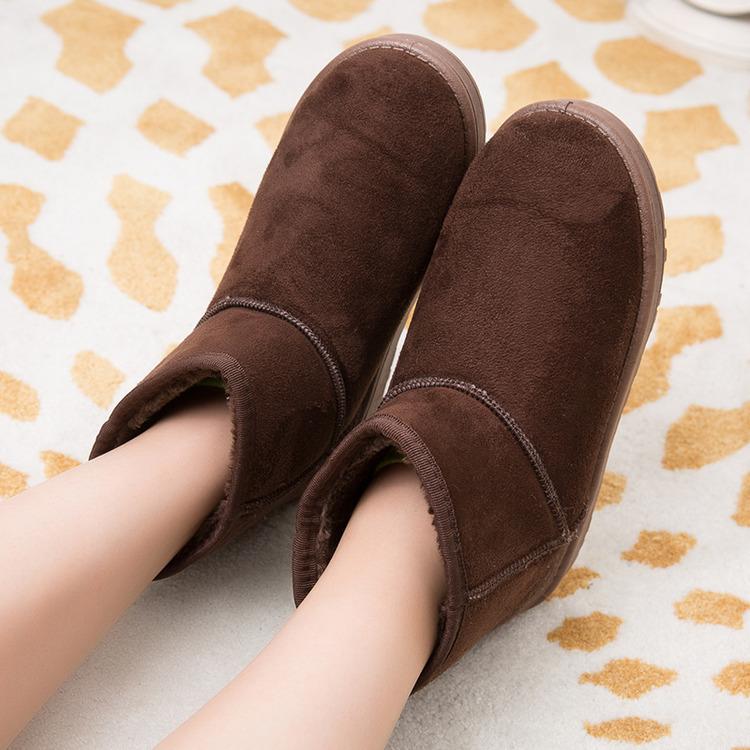 Winter new snow boots velvet thickened medium tube short boots student flat-bottomed short tube thick-soled cotton shoes