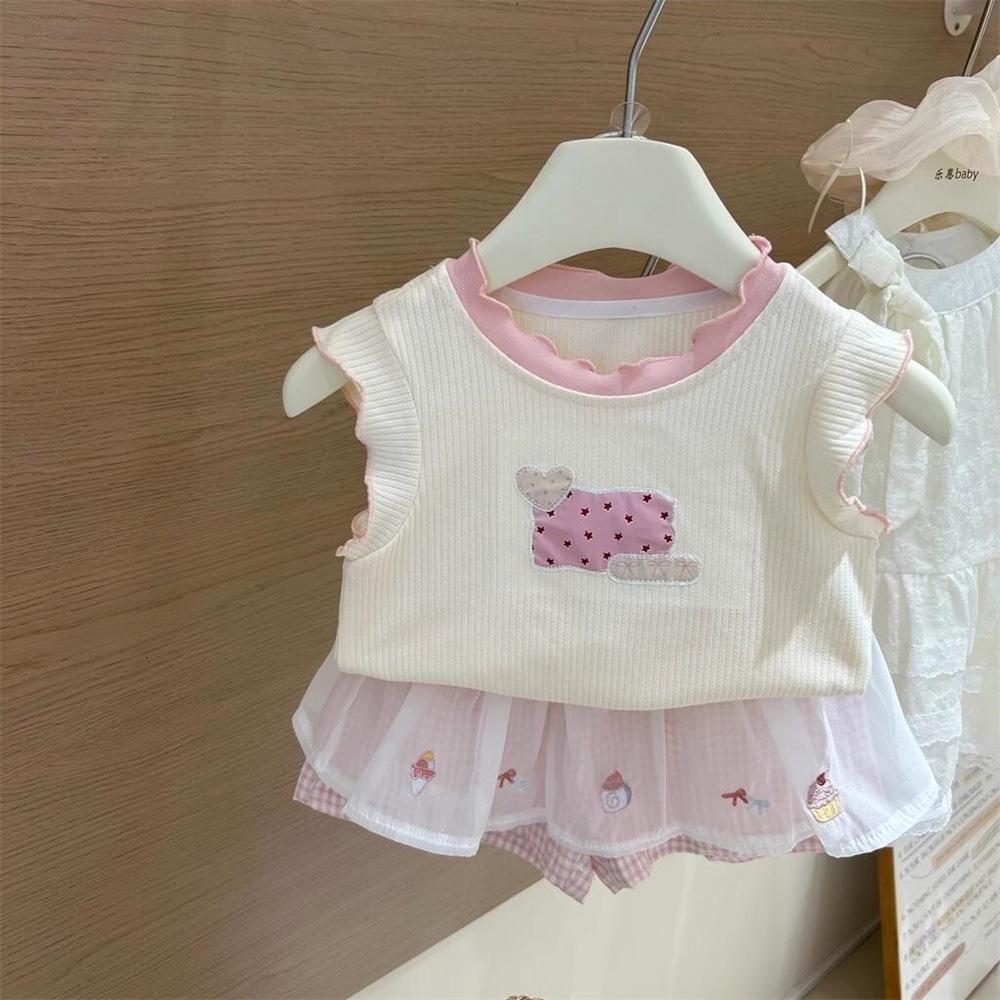 Summer Girls Fashion Camisole Skirt Pants Two Piece Set Stylish Baby Girl Outfit 80cm