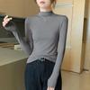 Women's Black Mid-Neck Modal Base Layer Top - 2024 Long Sleeve Slim Fit for All Seasons