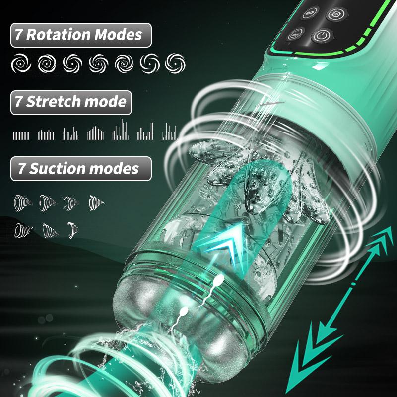 2025 New Automatic Blowjob Male Masturbator Penis Pocket Pussy with 4 Pump 7 Sucking 7 Rotating 7 Licking LCD Display Adult Sex Toys Man