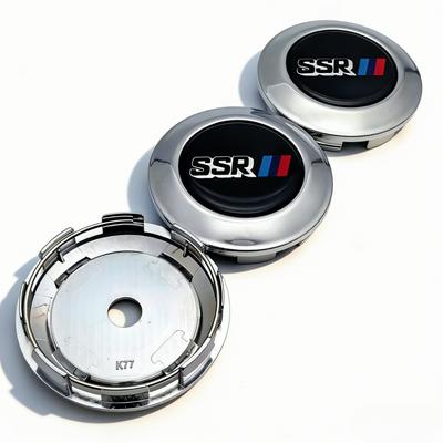 4pcs O.D 77MM Clips 72MM Epoxy Resin SSR Logo Emblem Car Wheel Center Caps Rim Hubcaps Dust Cover Wheels Hub Cap Car Accessories